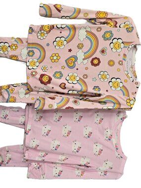 2 Pair Posh Peanut Pajamas 3T 4T Hello Kitty Rainbow Flower Bamboo Viscose Pink